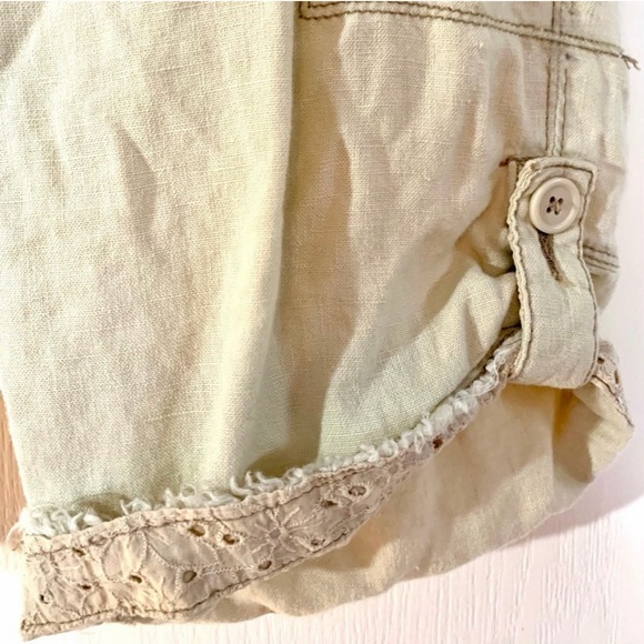 BKE for Buckle Cargo Pants 100%Linen Pockets crochet Lace Detail Y2K Khaki SZ29 - Picture 4 of 13